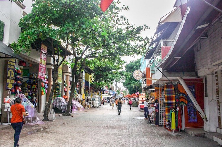 A row of shops in 5th Avenue in Playa del Carmen
