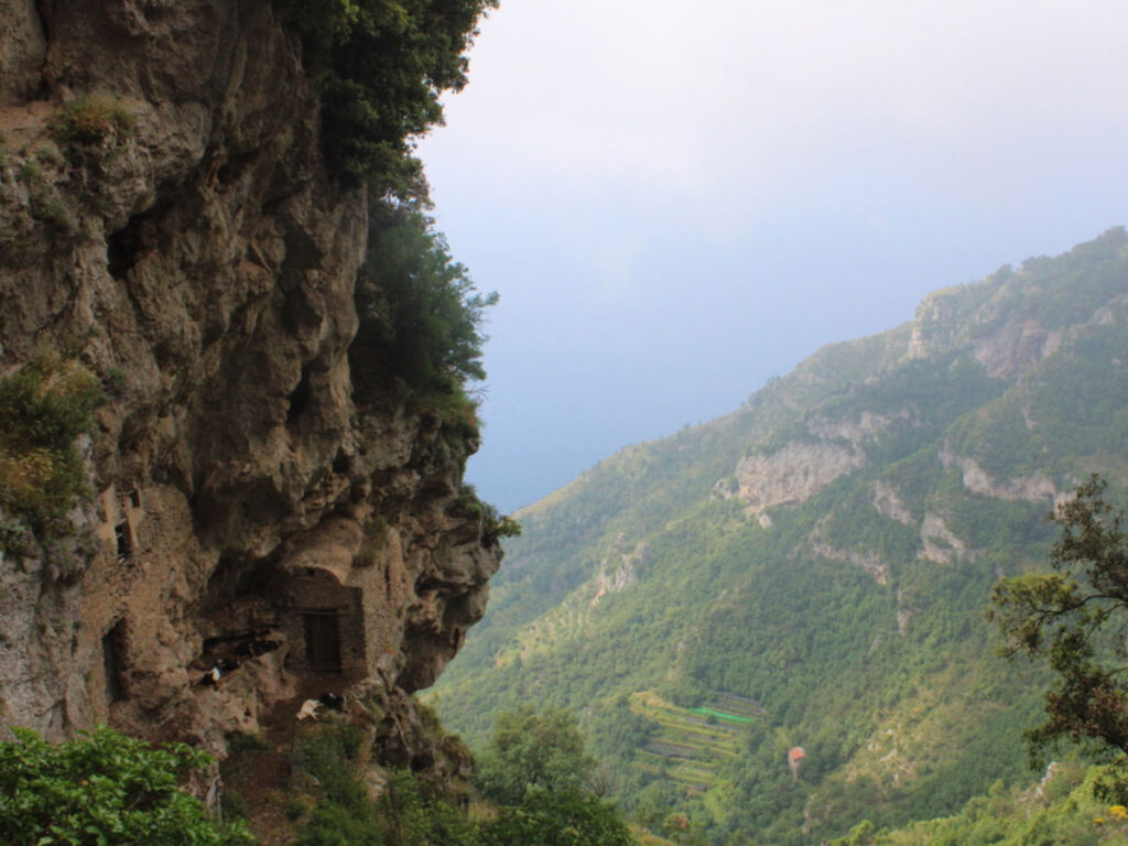A farmer’s goats sitting along the Path of the Gods