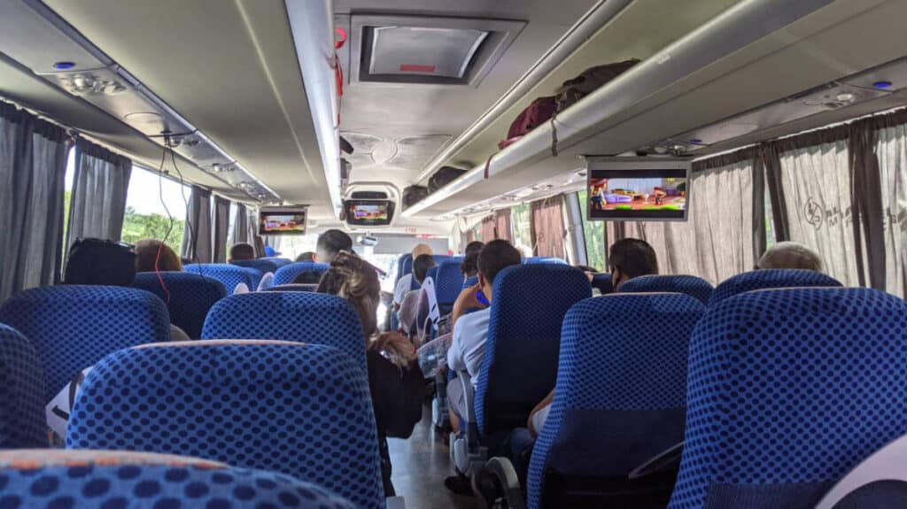 View of passengers inside the ADO bus