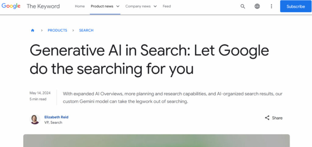 Google's blog post about AI Overviews