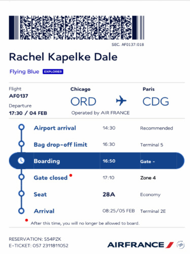 An e-ticket of the boarding pass