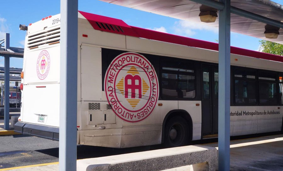 View of the AMA Bus waiting for passengers in Puerto Rico