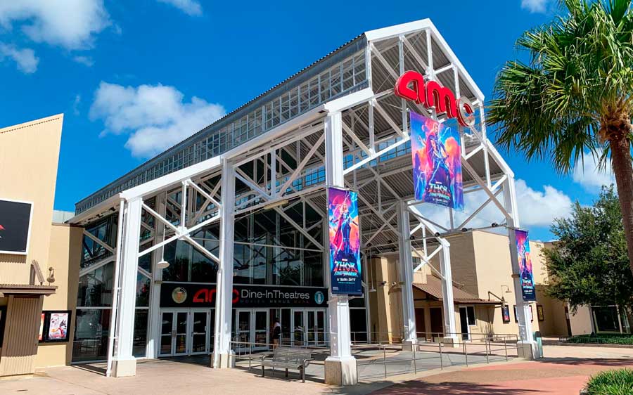 View of the entrance to AMC Dine-In Theatres