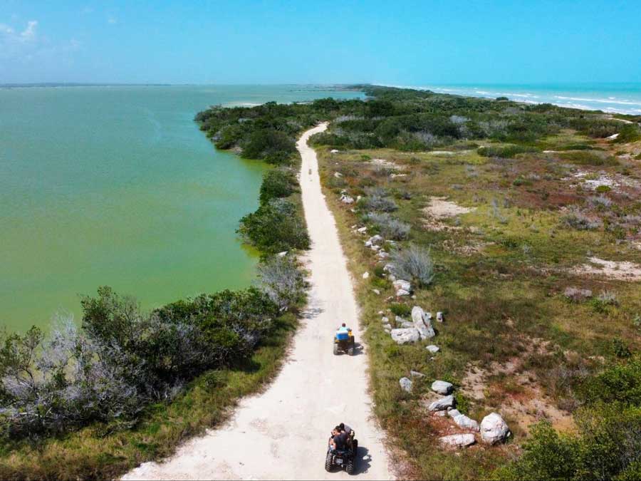 Aerial view of ATVs in Las Coloradas