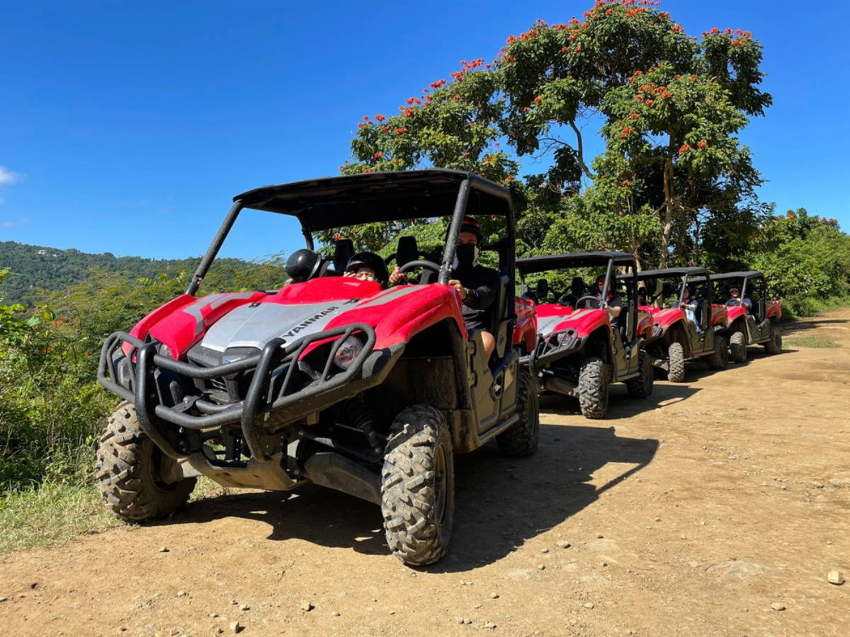 View of the lined ATVs at Carabalí Rainforest Adventure Park