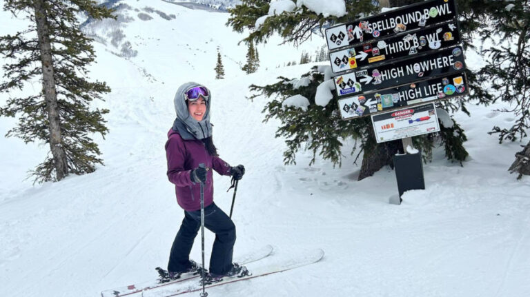 The author, Abigail Bliss skiing at Crested Butte Mountain Resort