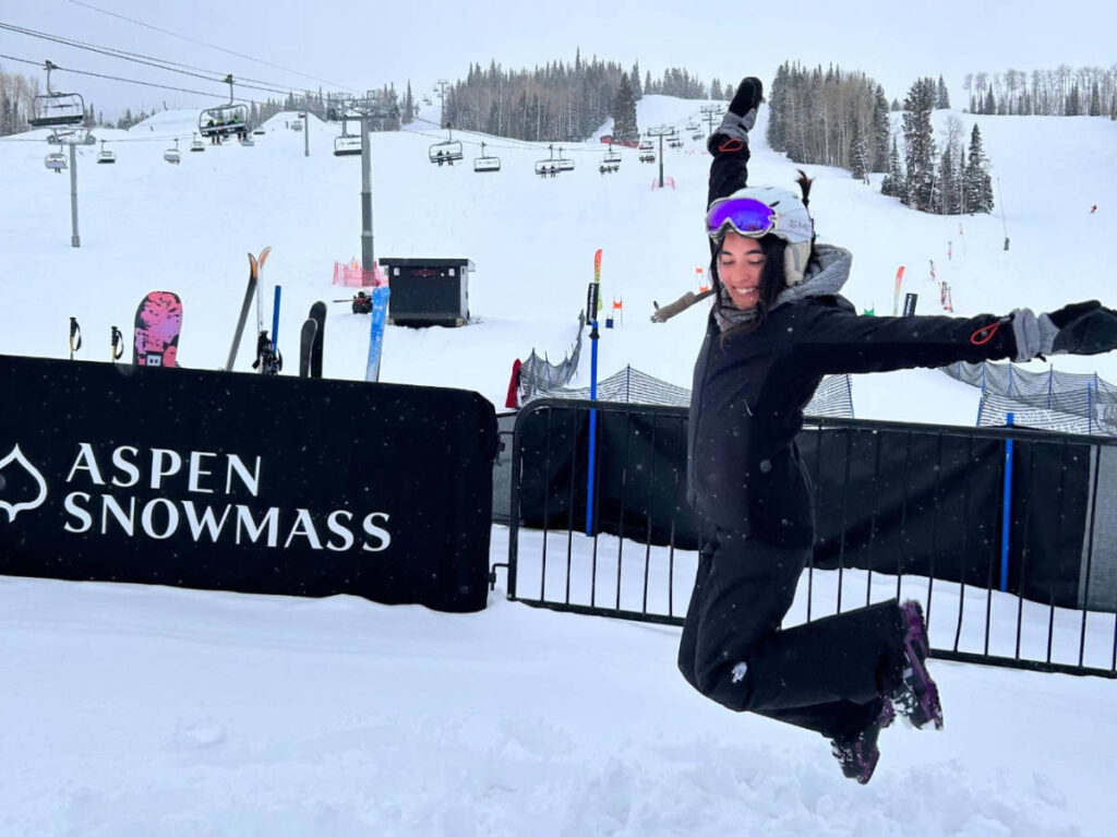 The author Abigail Bliss enjoying her day at the Aspen Snowmass
