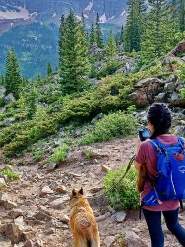 Abigail Bliss taking photos at the Crater Lake Trail