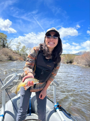 The author Abigail showing the fish on the boat