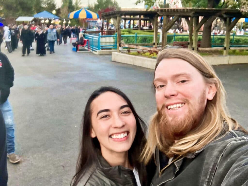 Travel Lemming editor, Abigail Bliss and her husband on a date at Elitch Gardens