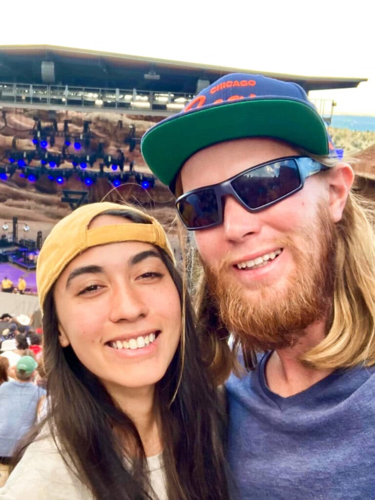 Travel Lemming editor Abigail Bliss and her husband at Red Rocks Concert