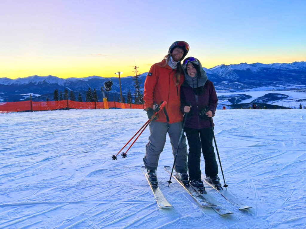 The author Abigail and her husband night skiing at Keystone Resort