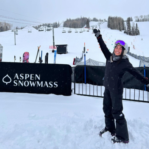The author Abigail Bliss posing for a photo at Aspen Snowmass