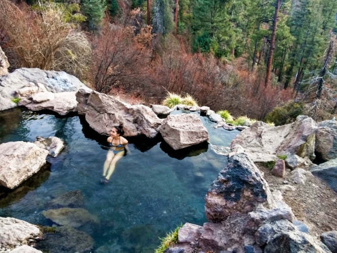 Travel Lemming Editor Abigail enjoying the water at Spence Hot Springs
