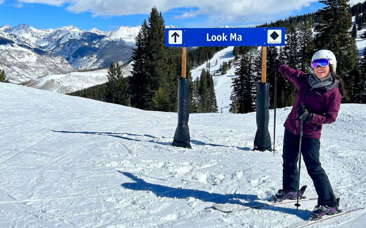The author, Abigail Bliss skiing at Vail Ski Resort