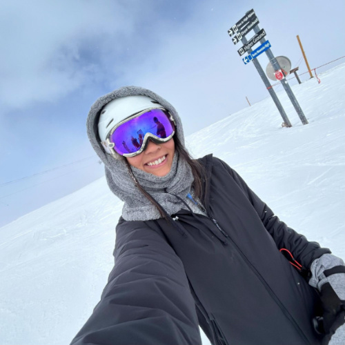 The author Abigail Bliss wearing full gear at the ski area in winter