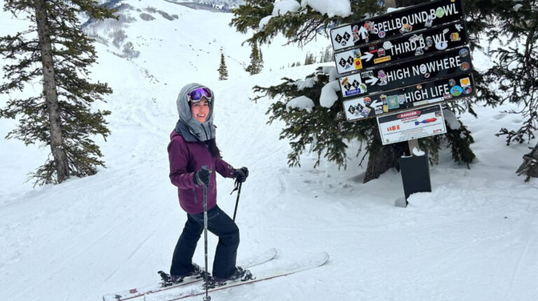 Travel Lemming Editor Abigail Bliss, skiing in Crested Butte Mountain Resort