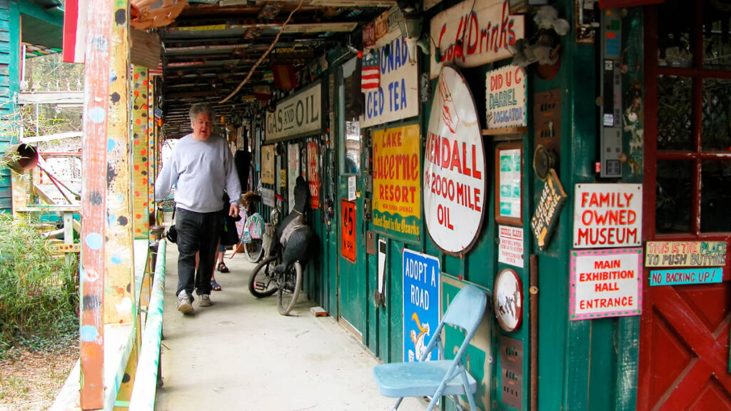 A man visiting the Abita Mystery House