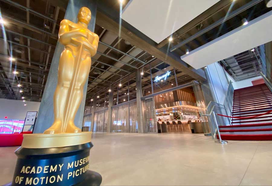 View from the inside of the Academy Museum of Motion Pictures