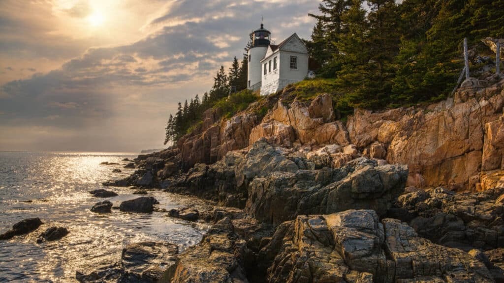 View of the Bass Harbor Head Light Station in Acadia National Park