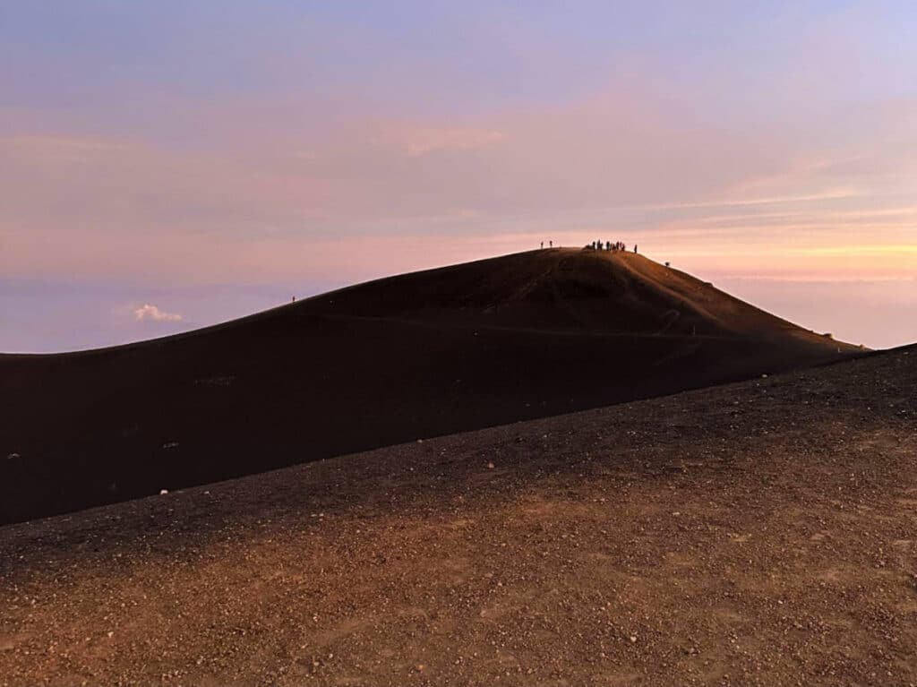 Colorful sky over the Acatenango’s crater