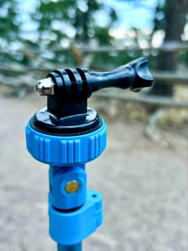 Closeup look of the action camera mount on the Sensyne 62'' Phone Tripod