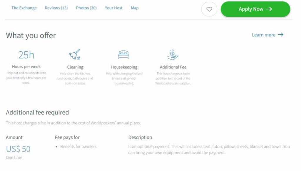 Cost of the additional fee by the host that covers the equipment you need for your stay