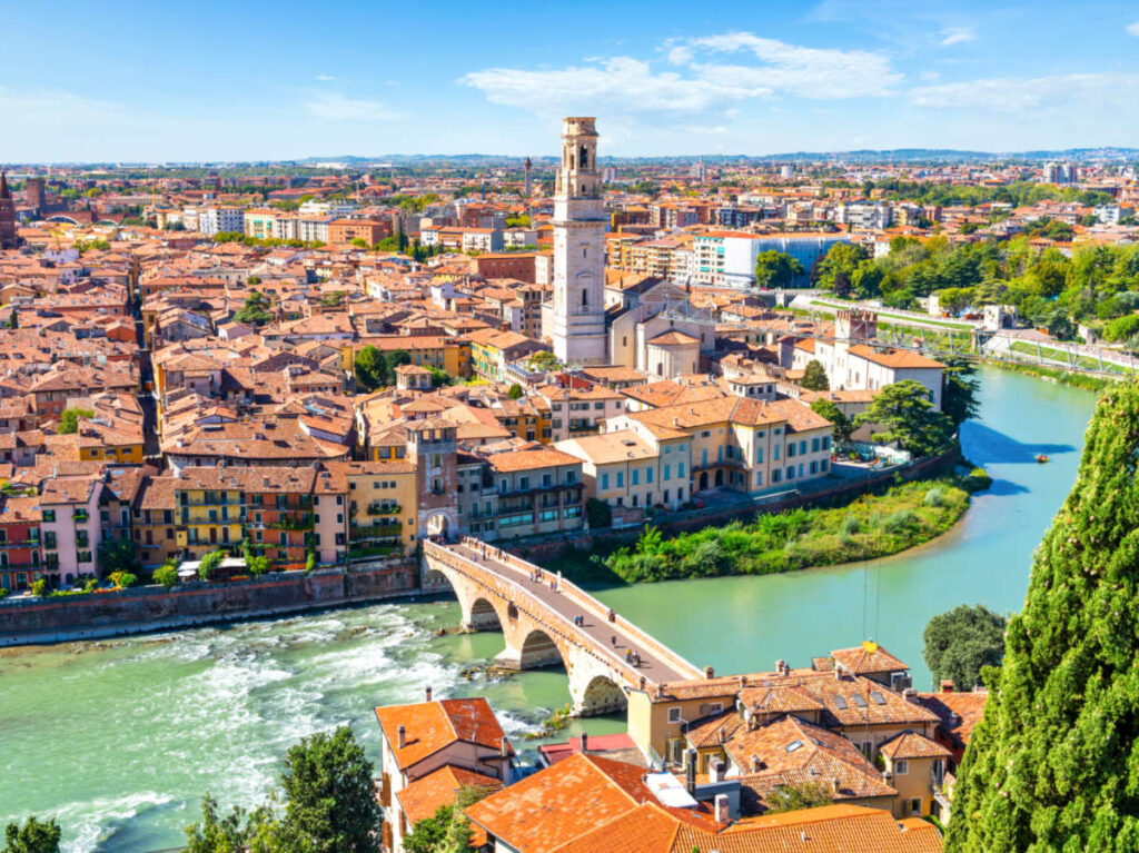 Aerial view of the city of Verona