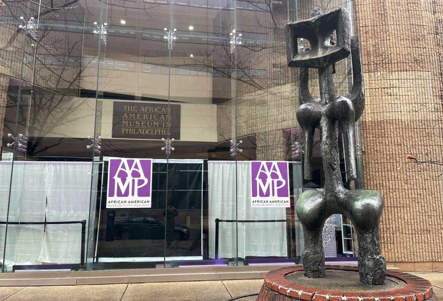 A sculpture outside the African American Museum in Philadelphia