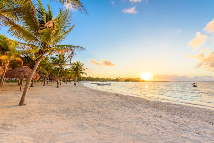 View at the Akumal bay during sunrise