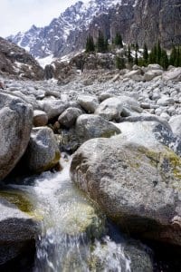 A stream that runs on the Ala Archa trail