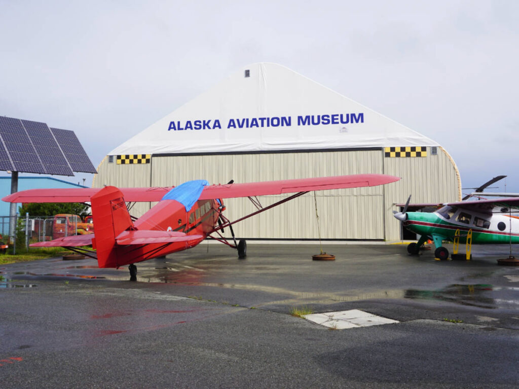 View of planes at the Alaska Aviation Museum
