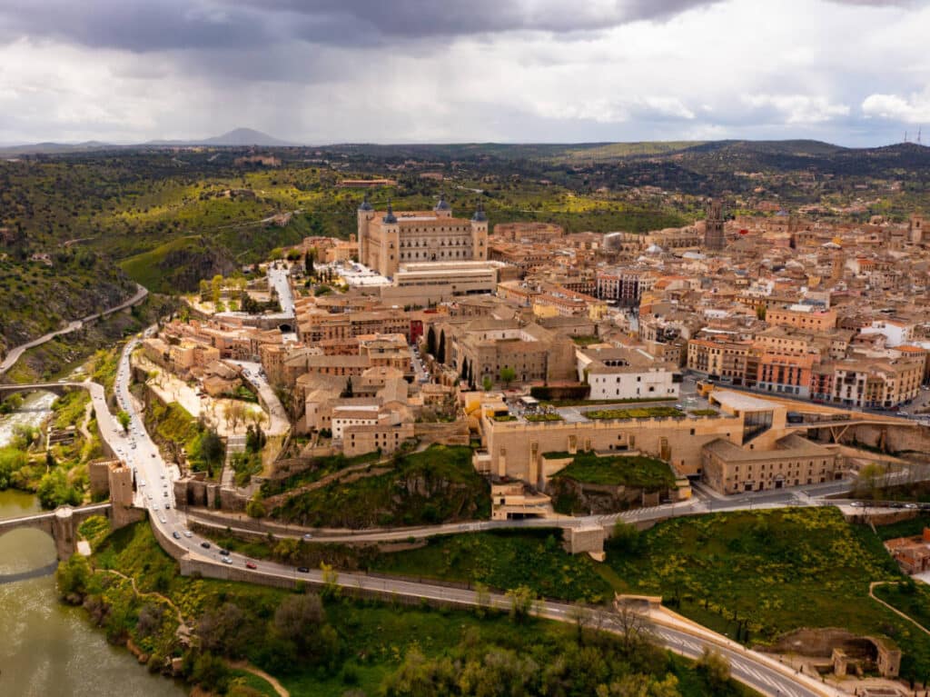Aerial view over the Alcazar royal palace