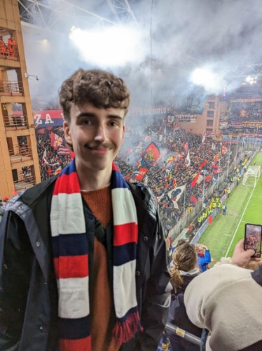 Alex Brotherton, watching a game in Genova, Italy