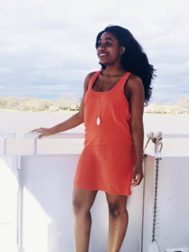 The author Alexandria Taylor enjoying the river cruise in Georgetown