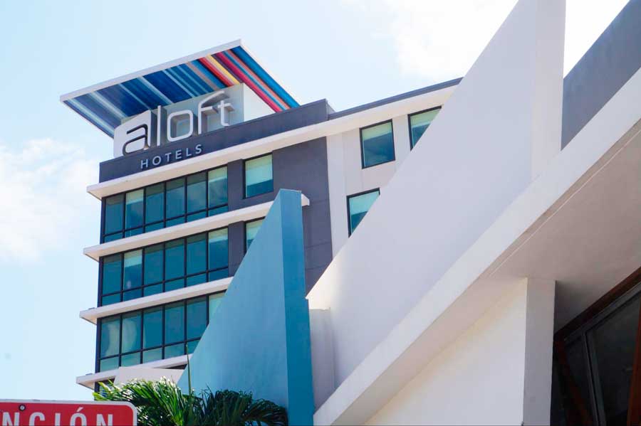 The Aloft San Juan hotel building from the outside