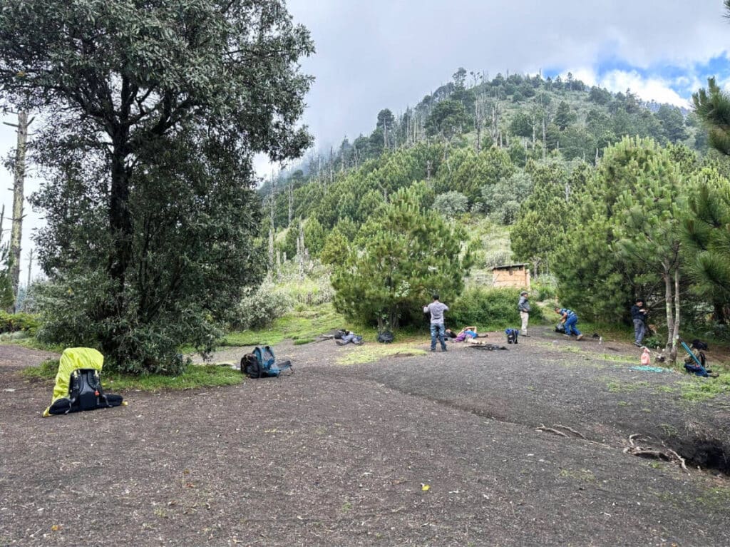 Hikers during their stopped for lunch at the alpine area