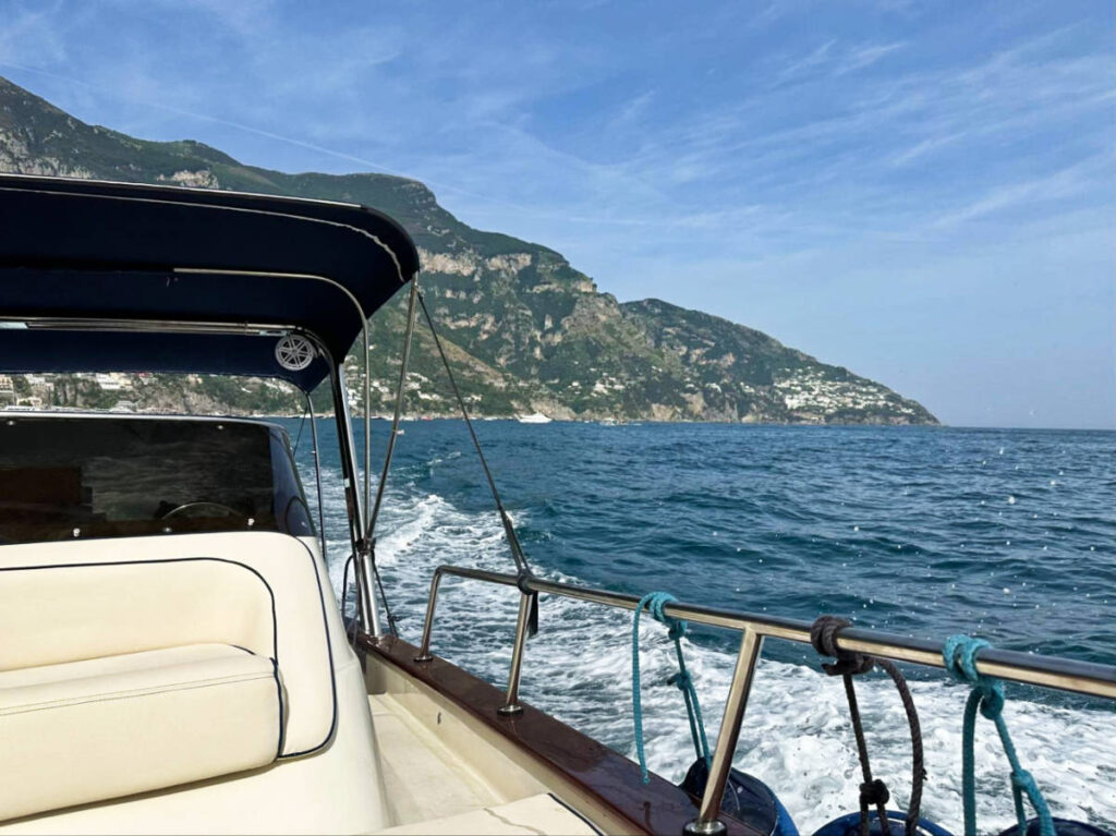 Scenic view of the Amalfi Coast from the boat
