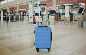 The Amazon Basics Luggage inside an airport