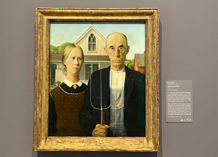 The American Gothic by Grant Wood displayed