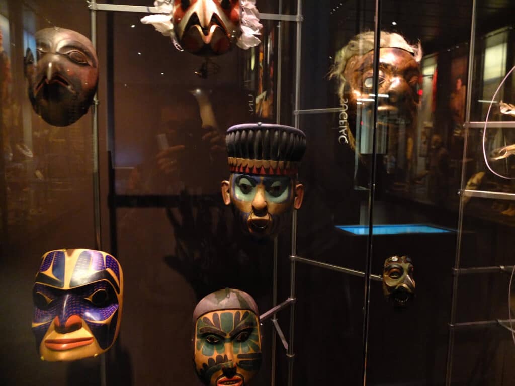 Native Alaskan ceremonial masks displayed at the Anchorage Museum