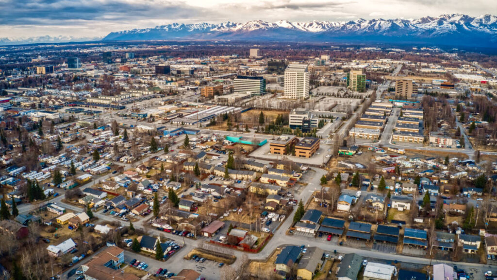 Aerial view of the Midtown area in Anchorage