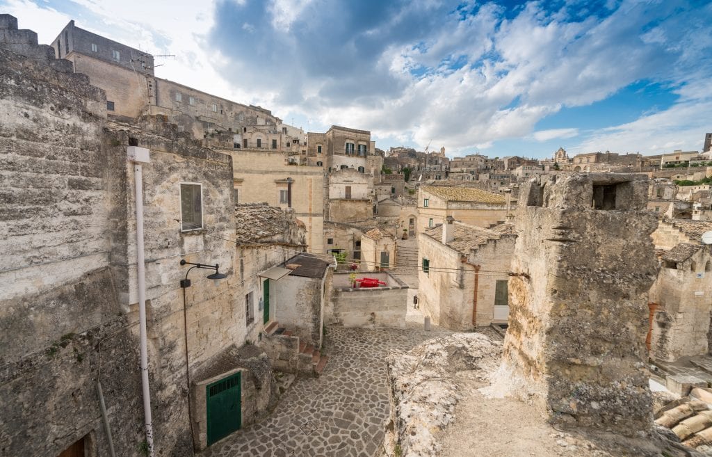 Ancient town of Matera (Sassi di Matera) in beautiful golden morning light