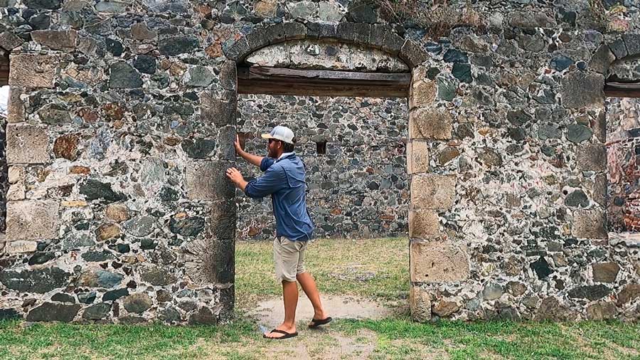 The author checking out the Annaberg Sugar Mill ruins