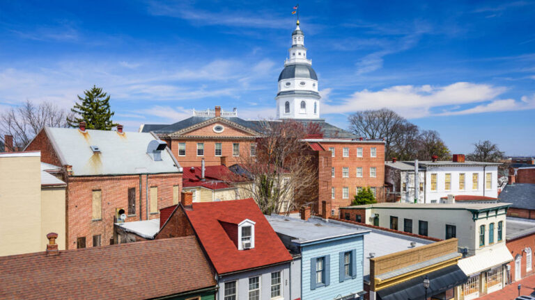 Overlooking view of houses in Annapolis, Maryland