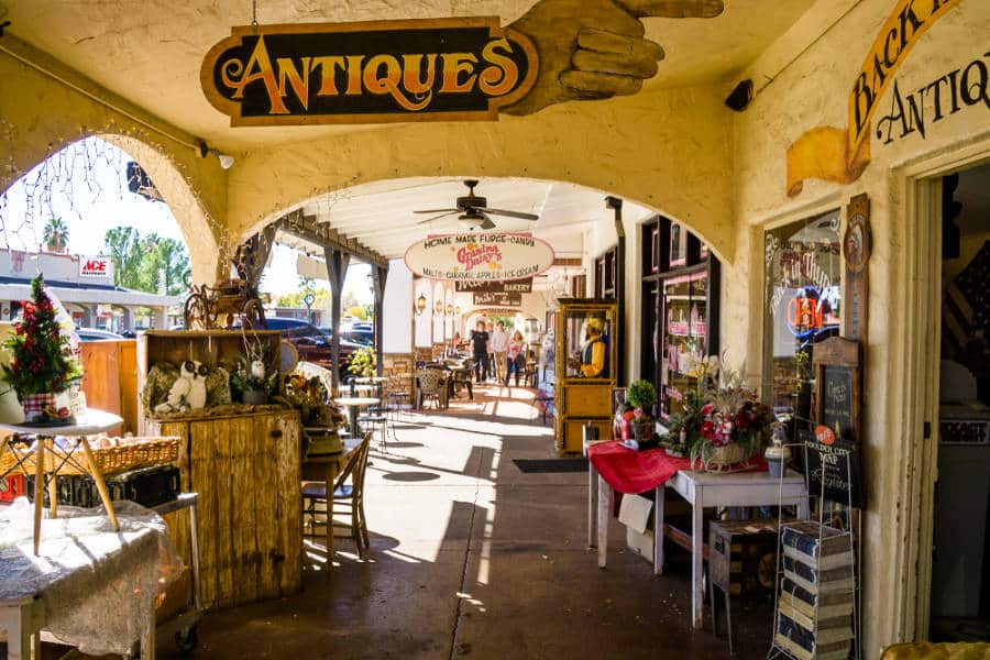 View of the antique shops in Boulder City
