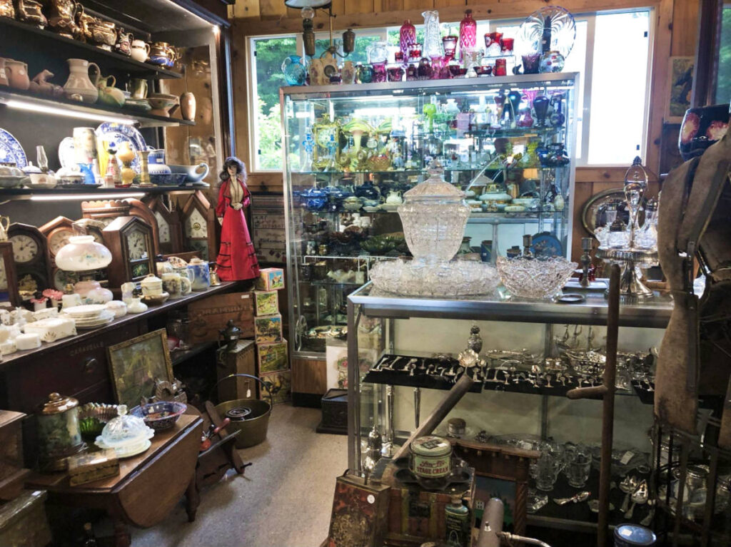 View of the displays inside the antique store