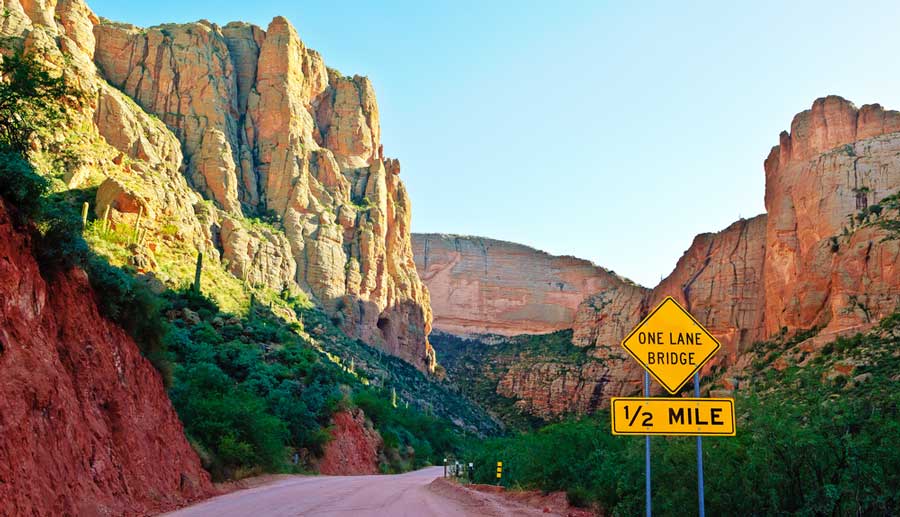 Clear blue sky over the Apache Trail