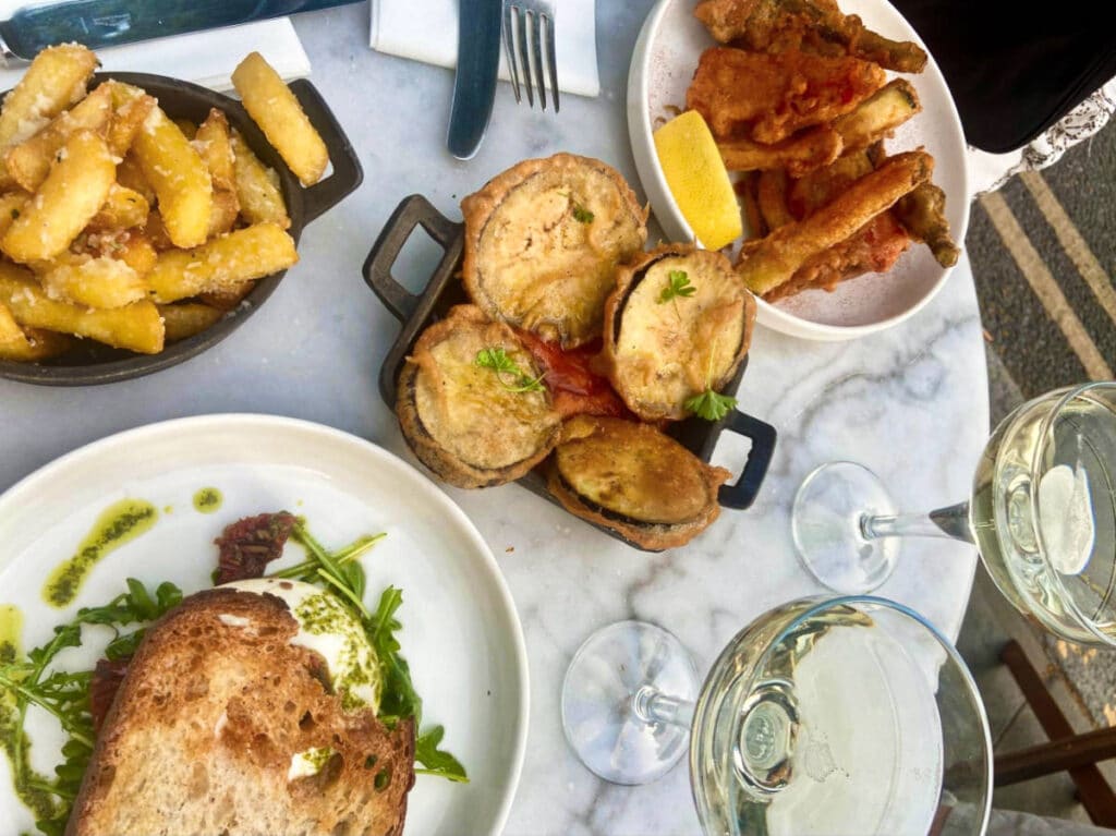 A table full of different appetizers from Minnow restaurant