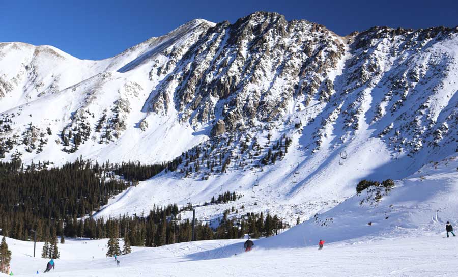 View of people enjoying their day in Arapahoe Basin Ski Area Terrain